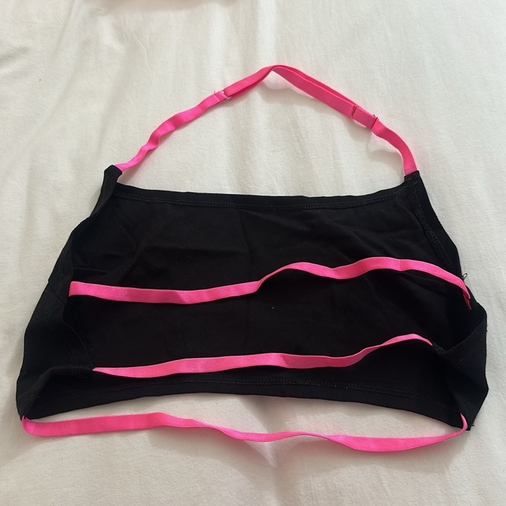 LF black crop top halter neck - strappy back